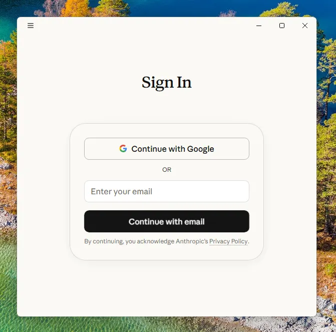 Claude Desktop 登录界面