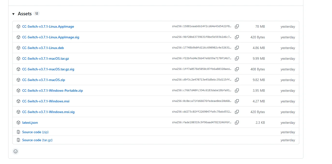 GitHub Releases 下载页