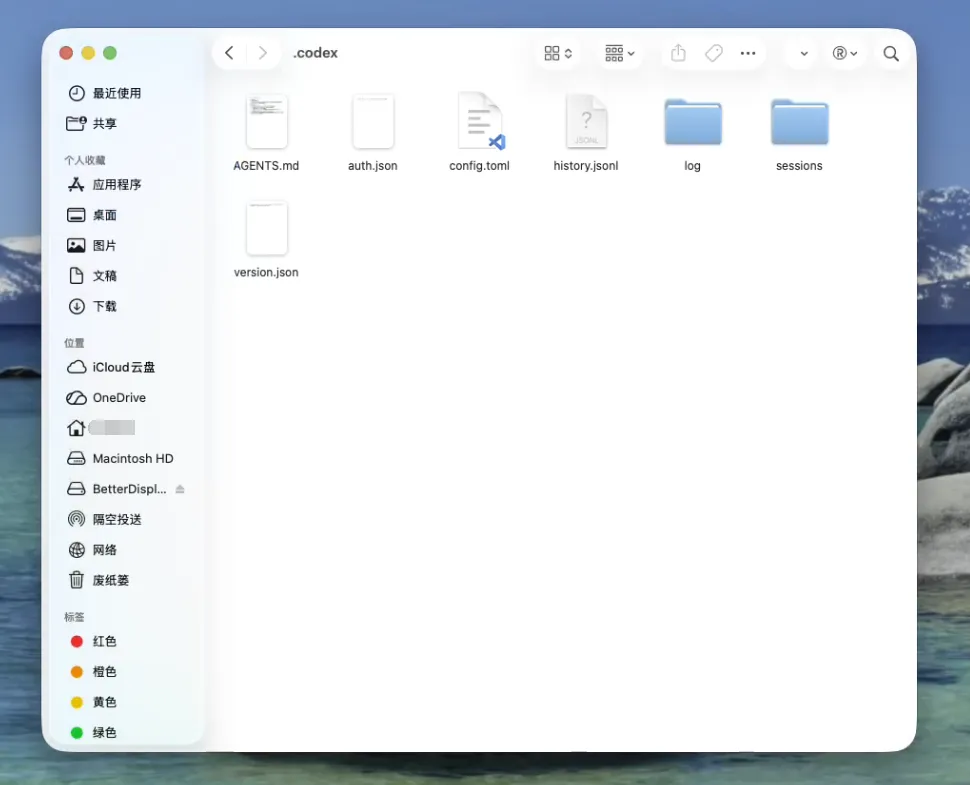 macOS .codex 目录